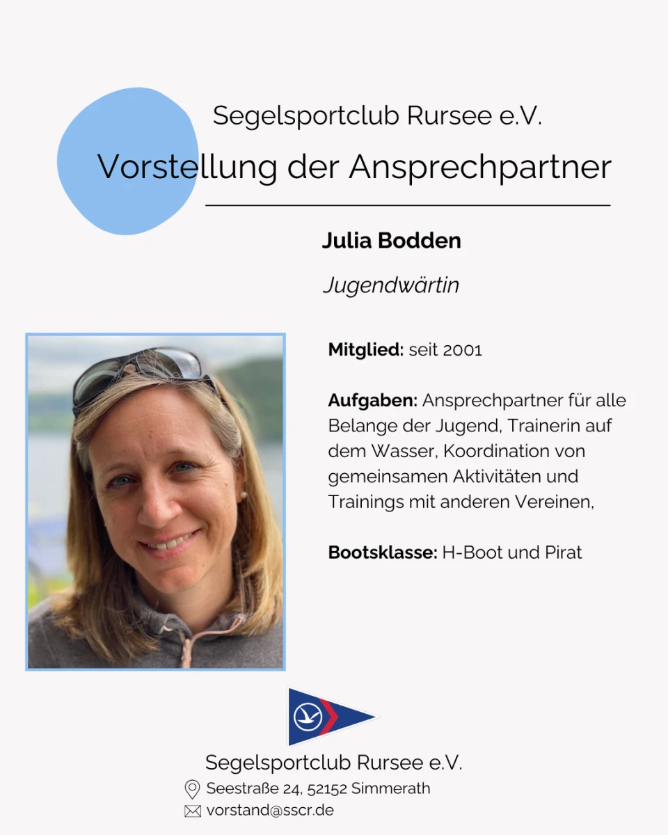 Vorstellung unserer Jugendwärtin Julia Bodden - Segelsportclub Rursee
